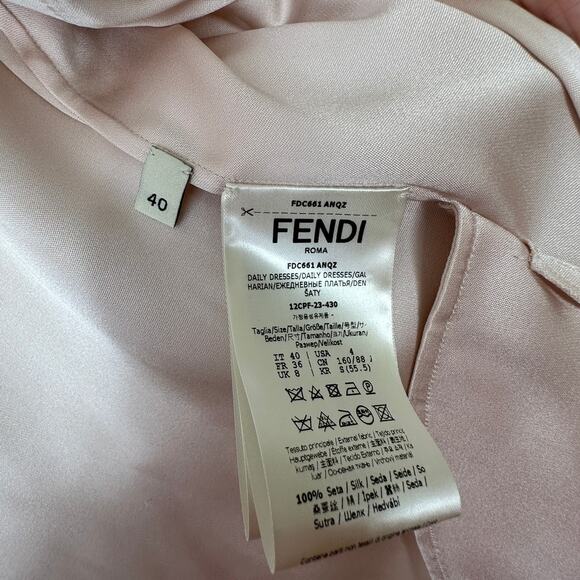 NWT Fendi The Abito Fluid Draped Daily Dress Top in Almond 100% Silk 40 / 8 - Picture 7 of 16